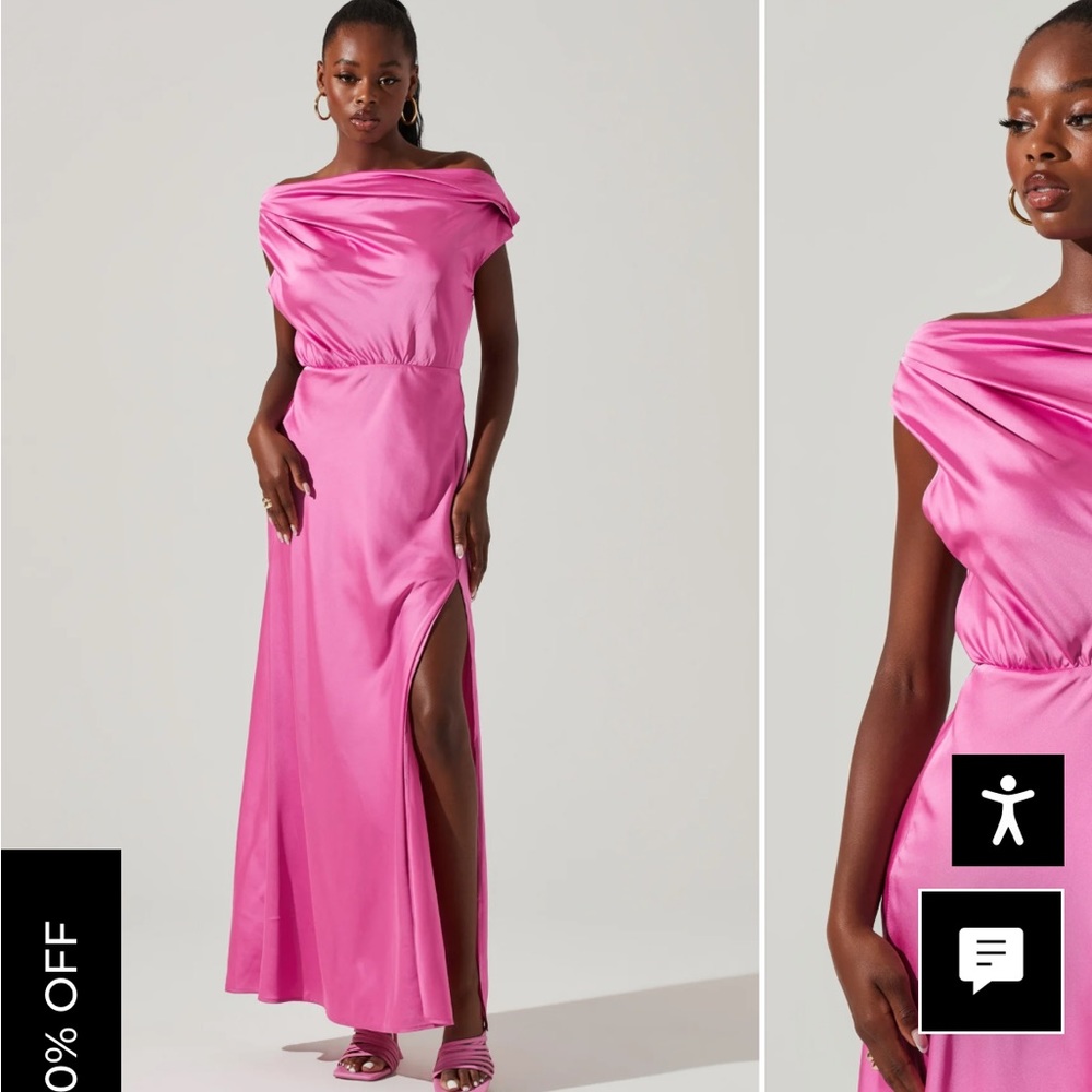 MONROE SATIN OFF SHOULDER MAXI DRESS